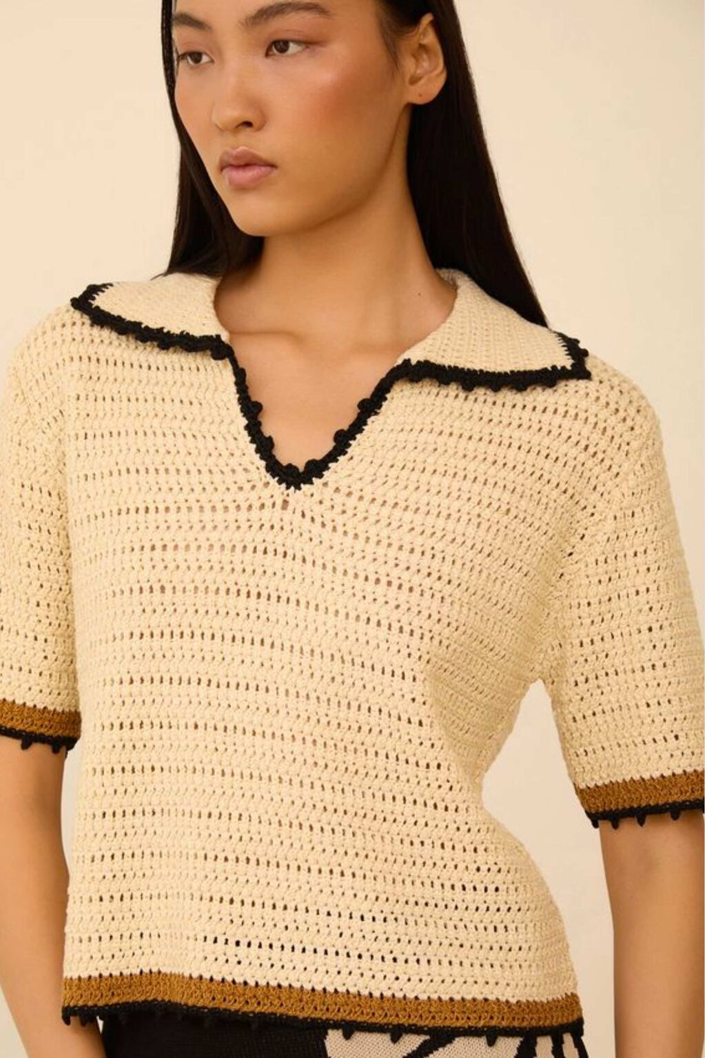 MEISÏE: POLO DE PUNTO CALADO NEGRO - 1-d2862.jpg