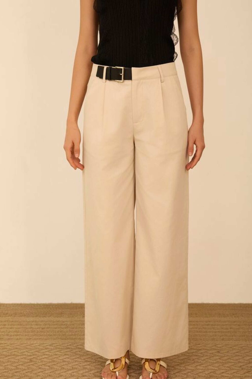 MEISÏE: PANTALÓN PALAZZO HEBILLA BEIGE - 8-33c10.jpg