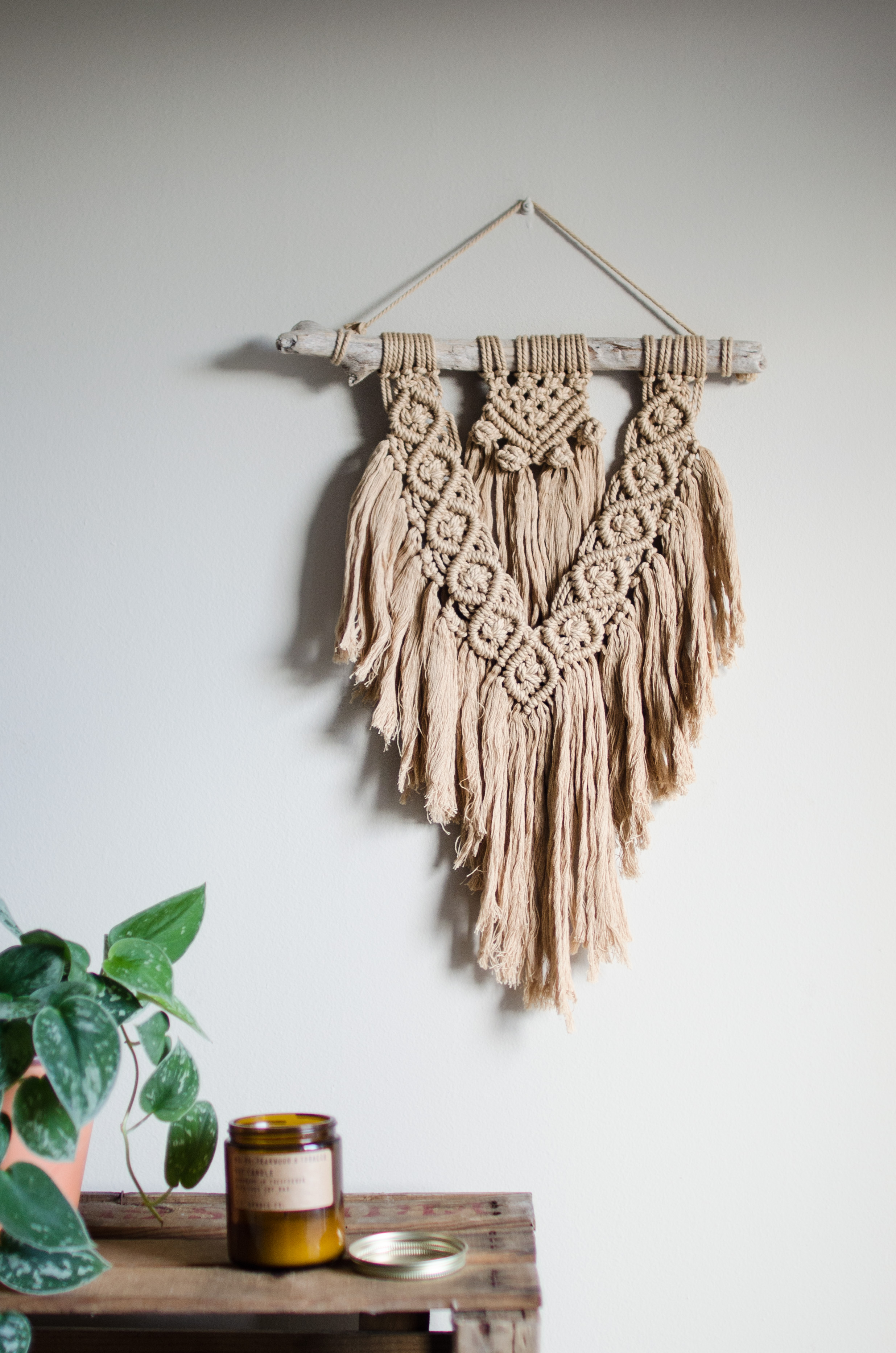 Tapiz de pared en Macramé Taupe S