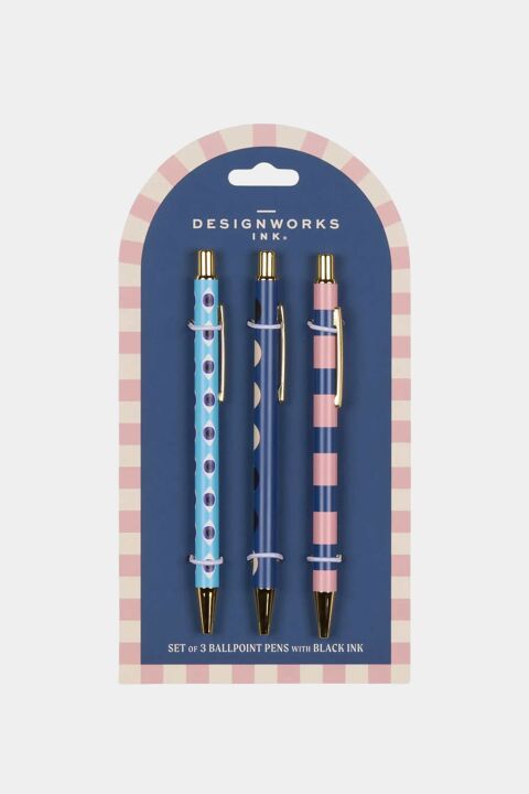 JUEGO DE 3 BOLÍGRAFOS: AZUL