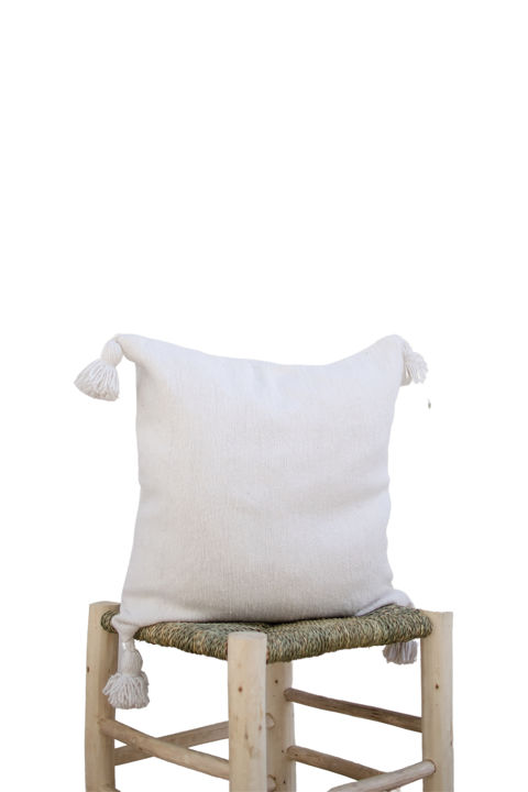 Funda Cojín Pom Pom Blanco
