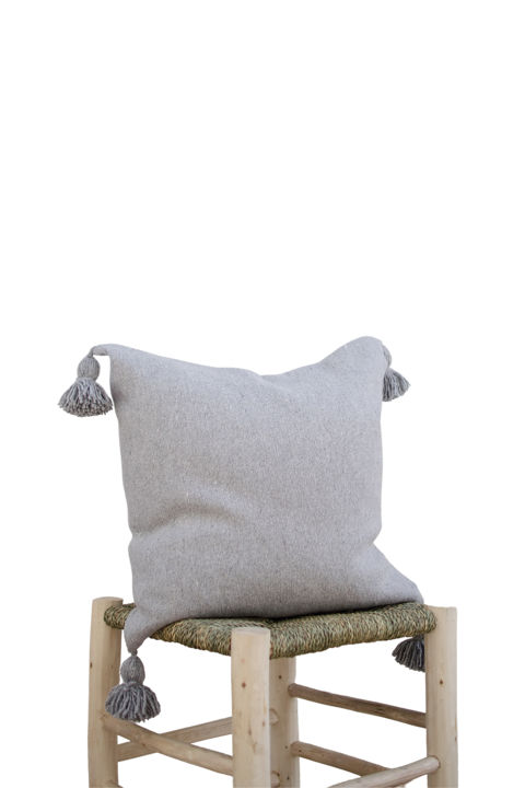 Funda cojín Pom Pom Gris