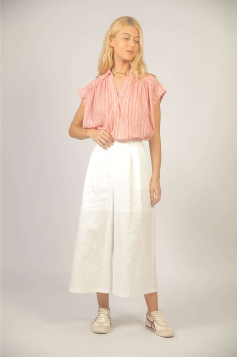 SEE U SOON: Blusa rosa rayas