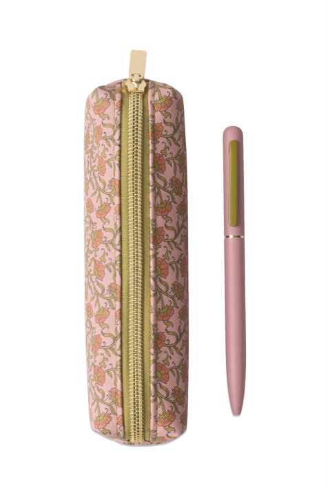 BOLÍGRAFO Y ESTUCHE : VINTAGE FLORAL ROSA