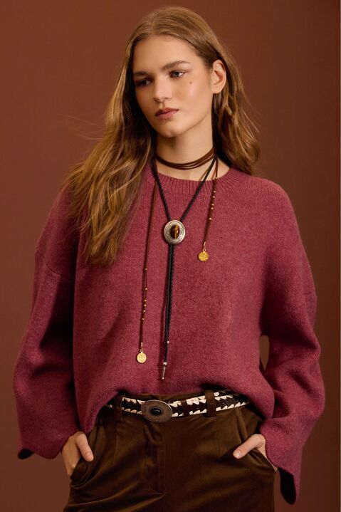 MEISÏE: JERSEY OVERSIZE CUELLO REDONDO BURDEOS