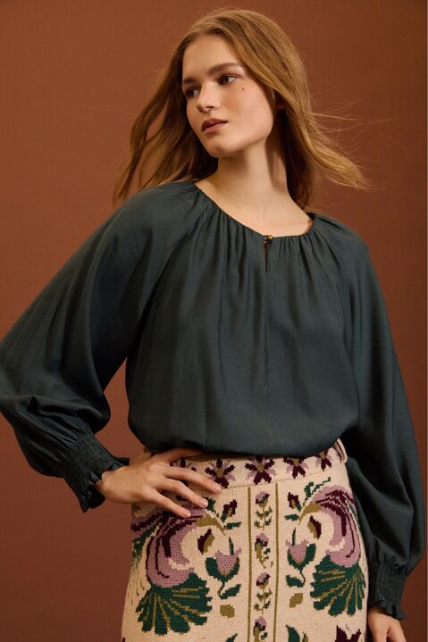 MEISÏE: BLUSA FLUIDA FRUNCIDA