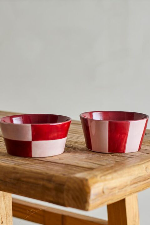 Bloomingville : Set 2 Cuencos Rosa y Rojo
