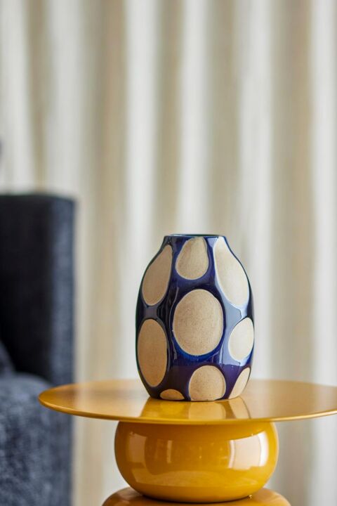 Bloomingville : Jarrón Bashir grande azul