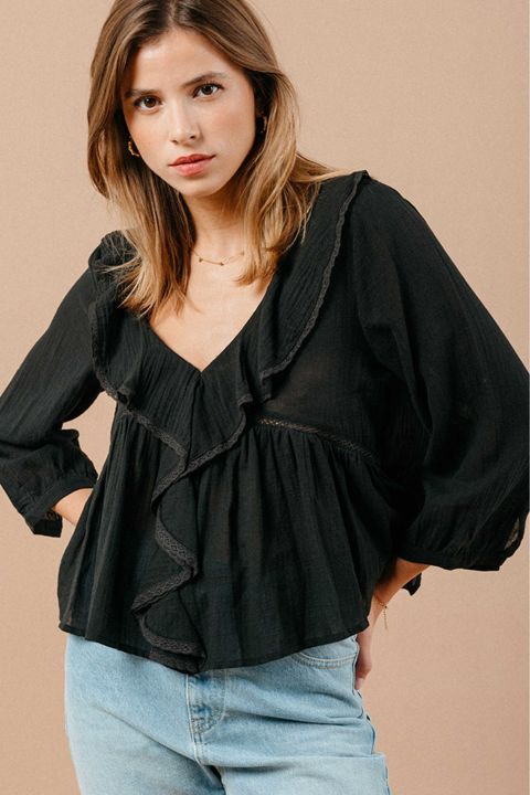 GRACE & MILA: BLUSA MEMORY NOIR