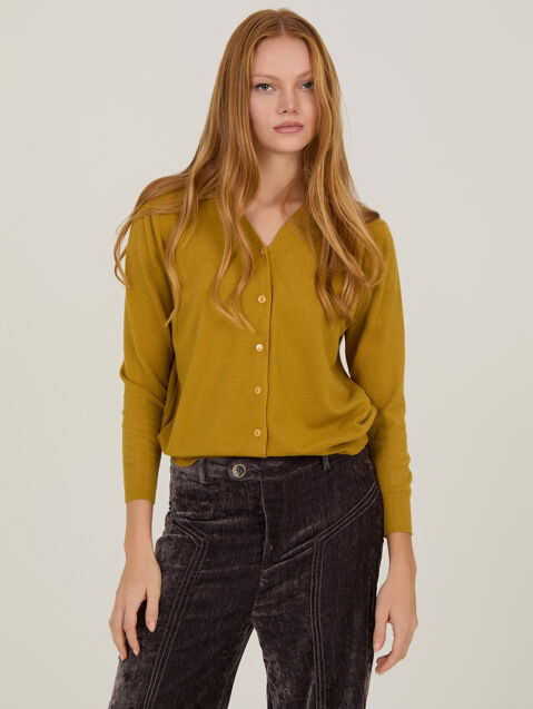 CÁRDIGAN BÁSICO MANGA LARGA OCRE - m131k02rff-01.jpg