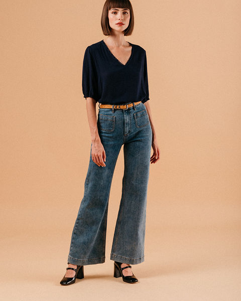 GRACE & MILA: PANTALÓN DENIM MOYEN - pantalon-72-bleu-moyen.jpg